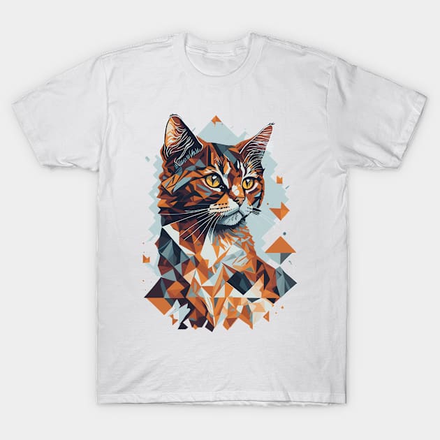 Geometric Cat colorful abstract design T-Shirt by Luvleigh